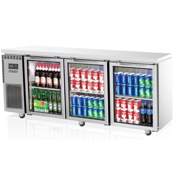 Skipio SGR18-3 Three Glass Doors Underbench Fridge - 505 Litres