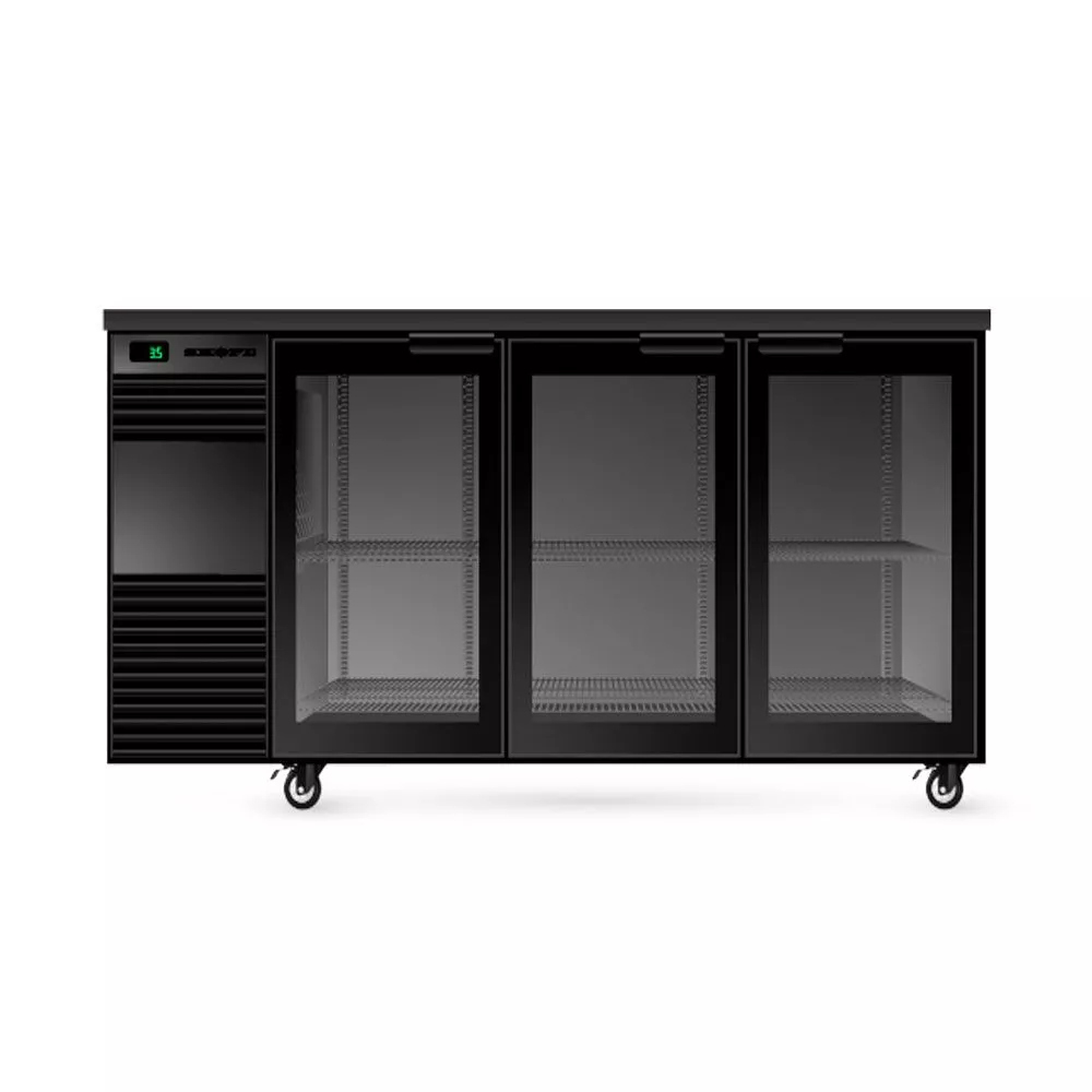 SKOPE BB.3.GSW BackBar 3 Glass Swing Door Fridge - BLACK