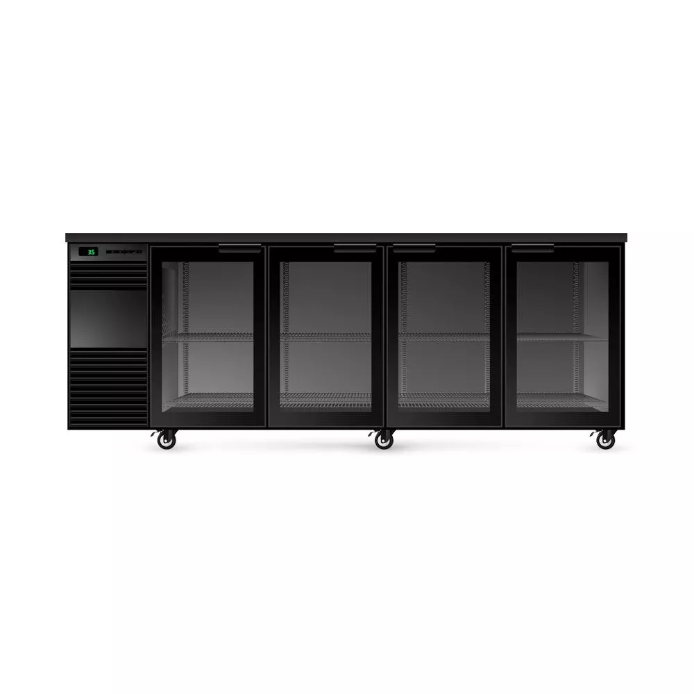 SKOPE BB.4.GSW BackBar 4 Glass Swing Door Fridge - BLACK