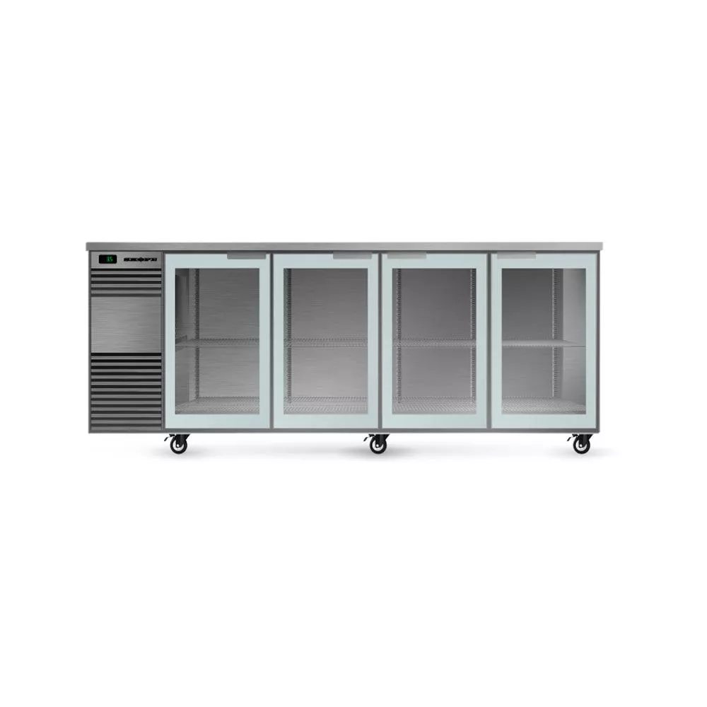 SKOPE BB.4.GSW BackBar 4 Glass Swing Door Fridge - STAINLESS STEEL