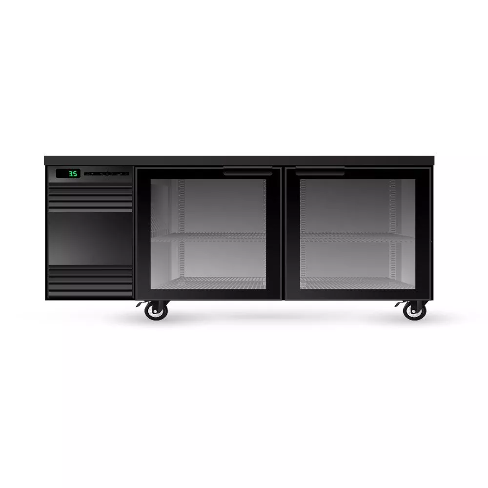 SKOPE CL.2.GSW BackBar 2 Glass Swing Door CounterLine Fridge - BLACK