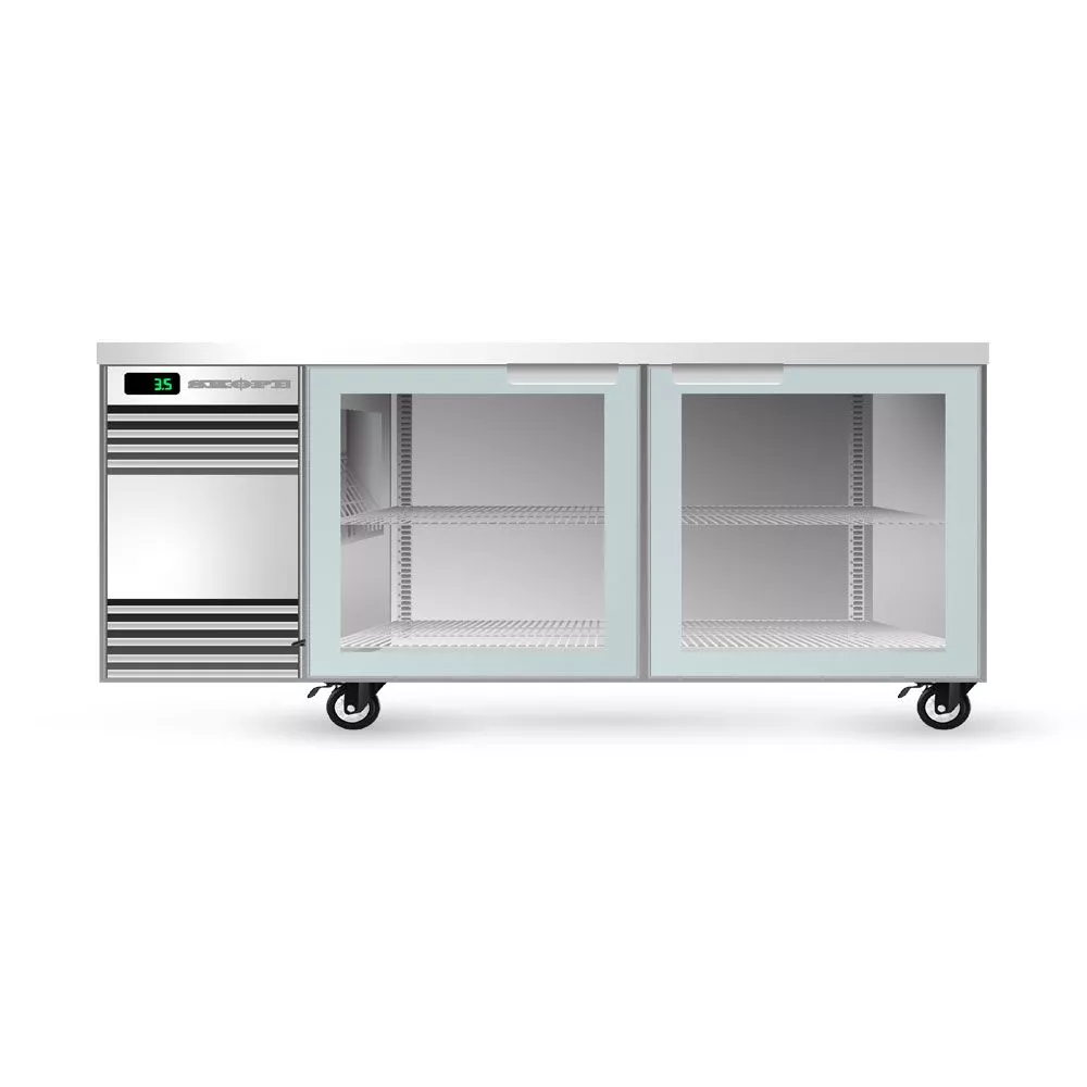 SKOPE CL.2.GSW BackBar 2 Glass Swing Door CounterLine Fridge - STAINLESS STEEL