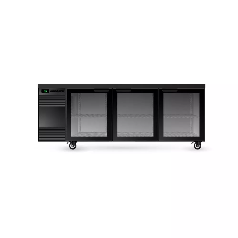 SKOPE CL.3.GSW BackBar 3 Glass Swing Door CounterLine Fridge - BLACK