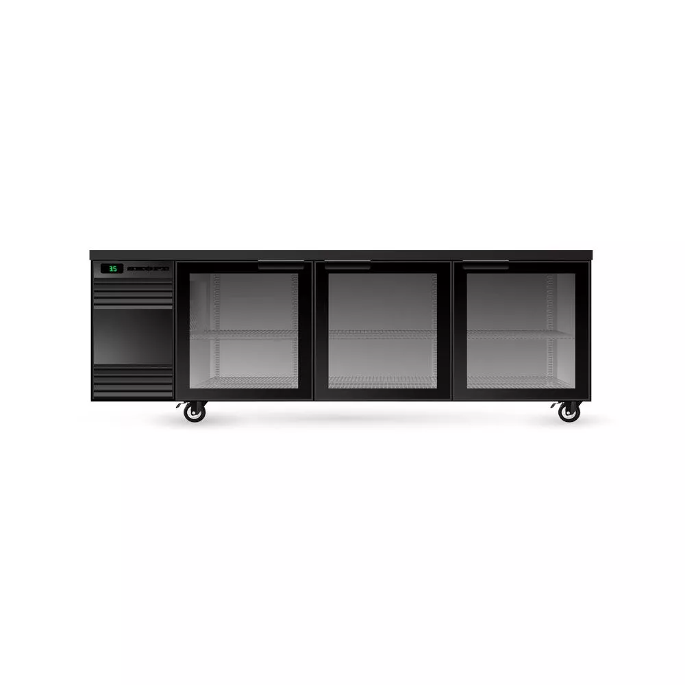 SKOPE SL.3.GSW BackBar 3 Glass Swing Door SlimLine Fridge - BLACK