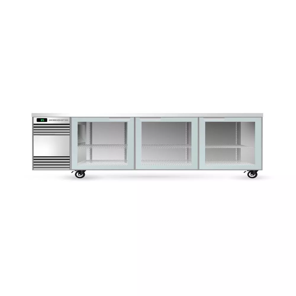 SKOPE SL.3.GSW BackBar 3 Glass Swing Door SlimLine Fridge - STAINLESS STEEL