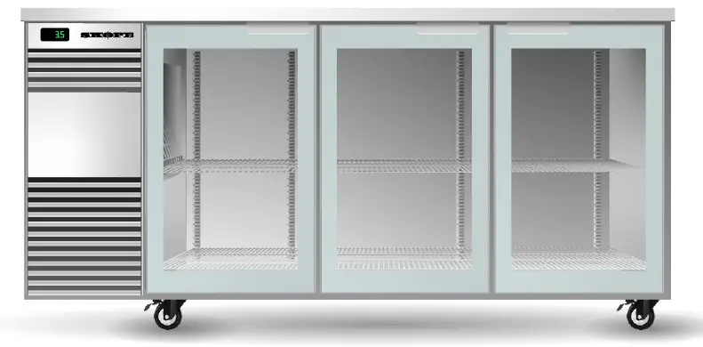 Skope BB.3.GSL.r BackBar Remote 3 Glass Sliding Door Fridge - WHITE