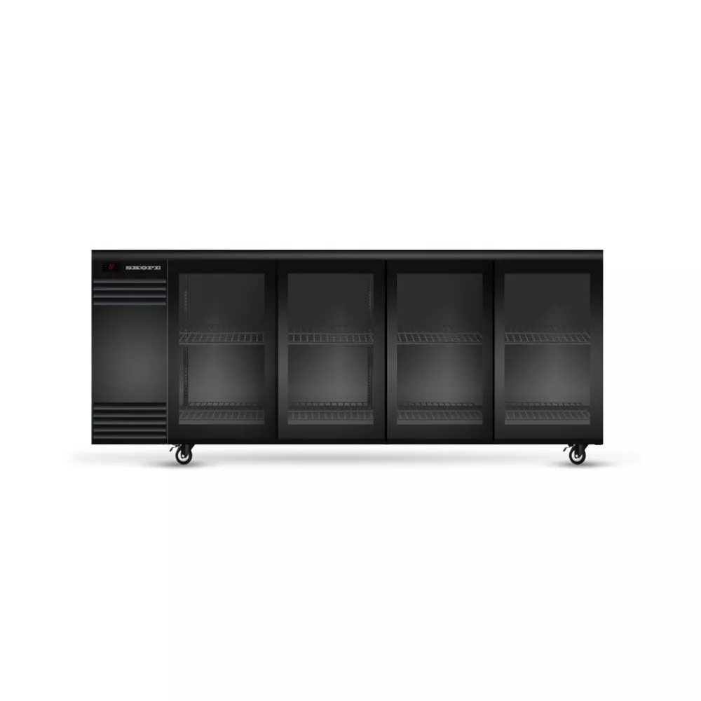 Skope BB.4.GSL.r BackBar Remote 4 Glass Sliding Door Fridge - BLACK