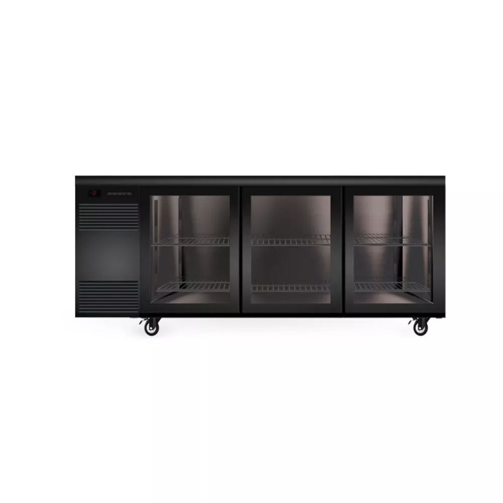 Skope SL.3.GSL - BackBar 3 Glass Sliding Door SlimLine Fridge - BLACK