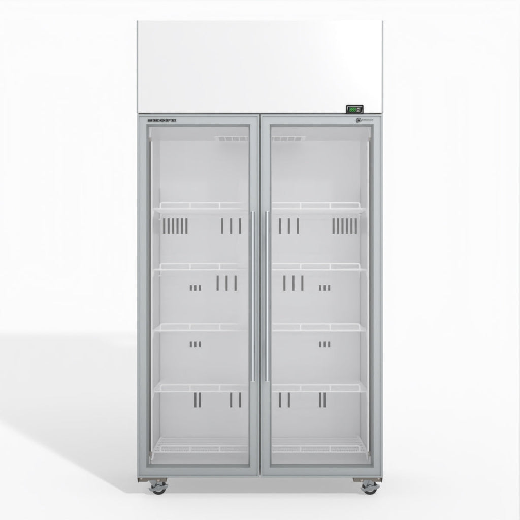 Skope SKT1000N-A 2 Glass Door Display or Storage Fridge WHITE