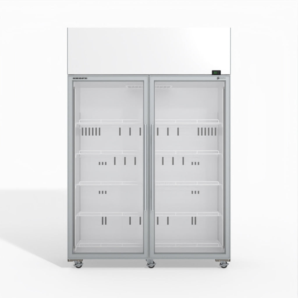 Skope SKT1300N-A 2 Glass Door Display or Storage Fridge WHITE