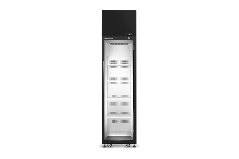 Skope SKT500N-A 1 Glass Swing Door Upright Fridge with Unlit Sign STAINLESS STEEL