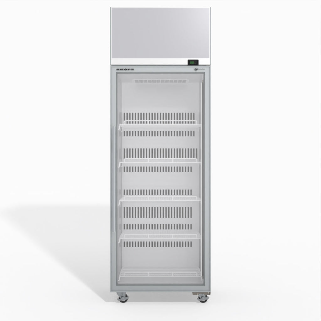 Skope TME650N-AC 1 Glass Door Display or Storage Fridge, Lit Sign WHITE
