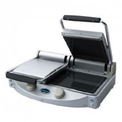 Spidoglass SPE-SP020P SpidoCook Black Glass Double Ceramic Contact Grill - 15 Amp