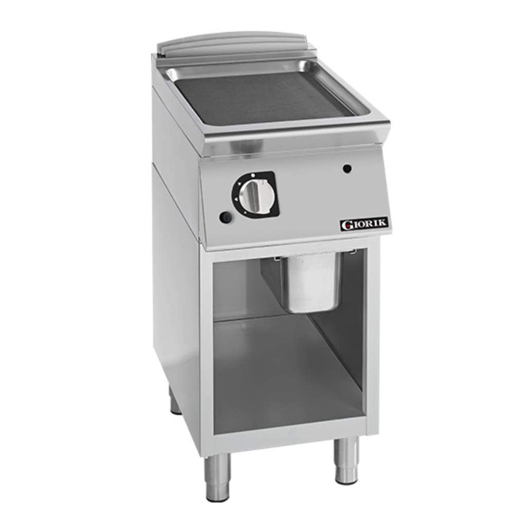 Giorik 700 Series 400mm wide Smooth Mild Steel Gas Frytop on Open Base FLG72GFT