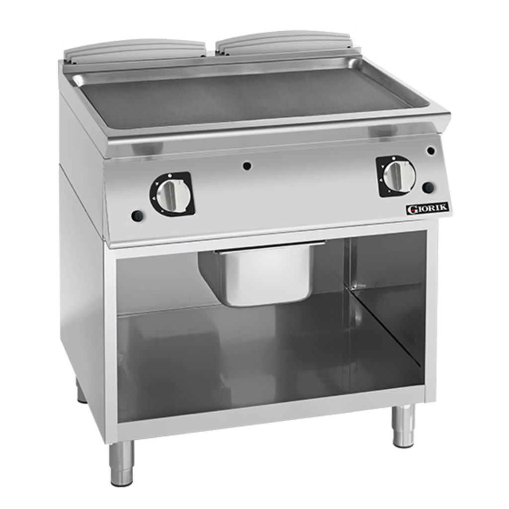 Giorik 700 Series 800mm wide Smooth Mild Steel Gas Frytop on Open Base FLG741GFT