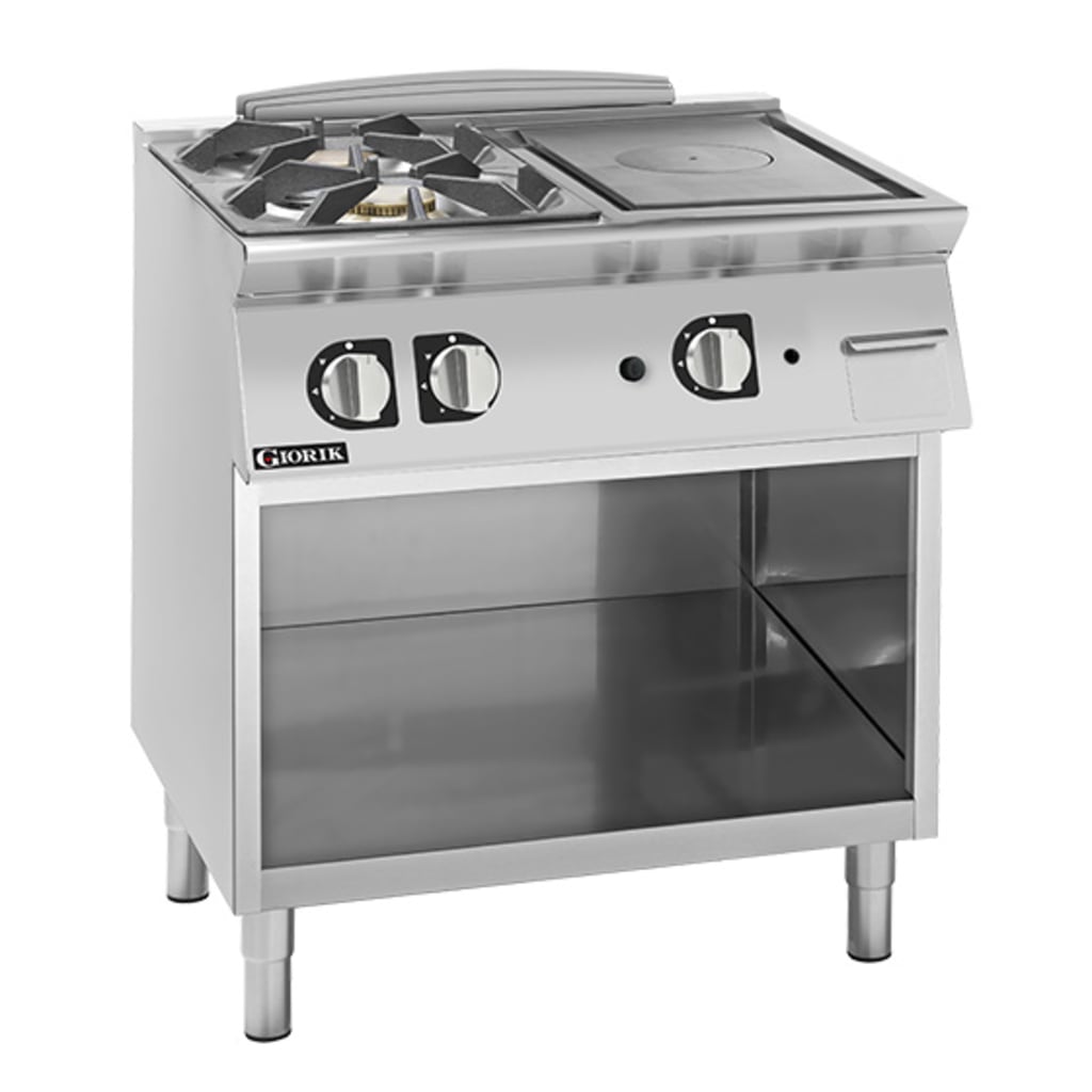 Giorik 700 Series 800mm wide Combination Solid Top and Gas Burner on Open Base TG74GTLT