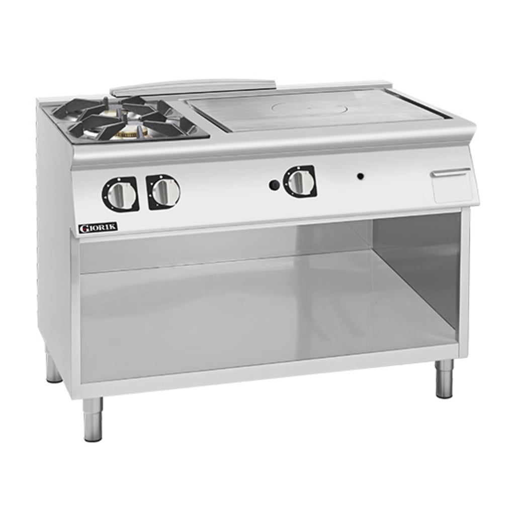 Giorik 700 Series 1200mm wide Combination Solid Top and Gas Burner on Open Base TG76GTLT