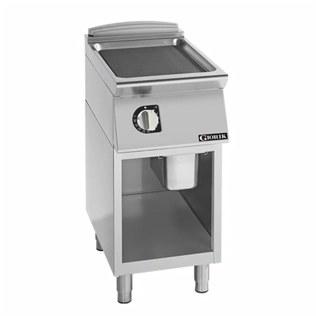 Giorik 700 Series 400mm wide Smooth Mild Steel Electric Frytop on Open Base FLE72GFT