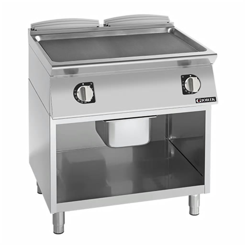Giorik 700 Series 800mm wide Smooth Mild Steel Electric Frytop on Open Base FLE741GFT