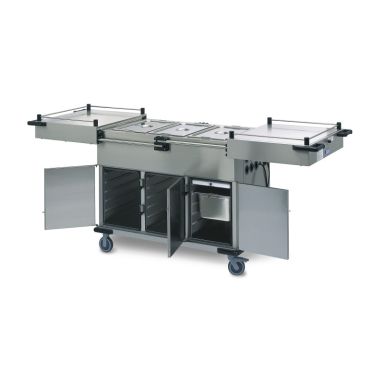 SPTW-3EBH-3WF-SD - Hupfer Food Transport Trolley with 3 x GN 1.1 Bain Marie 3 Heated Cupboards and sliding lids