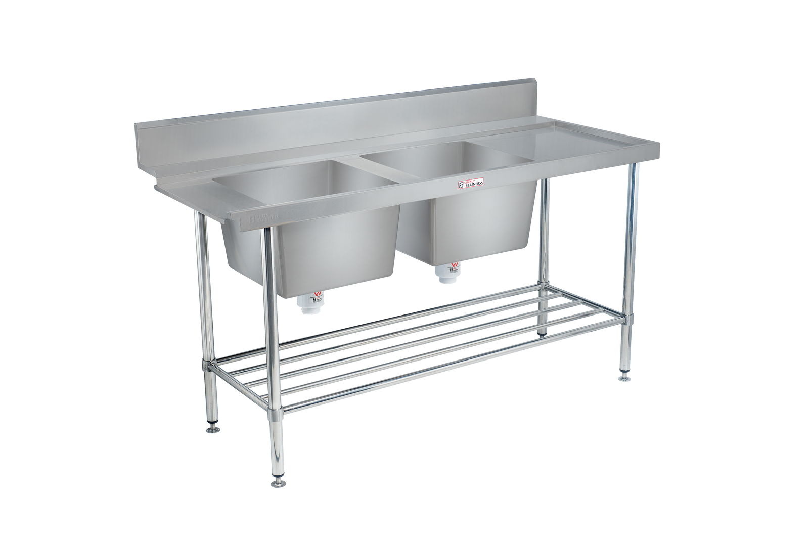 Simply Stainless SS09.1650.DBL Double Sink Dishwasher Inlet Bench