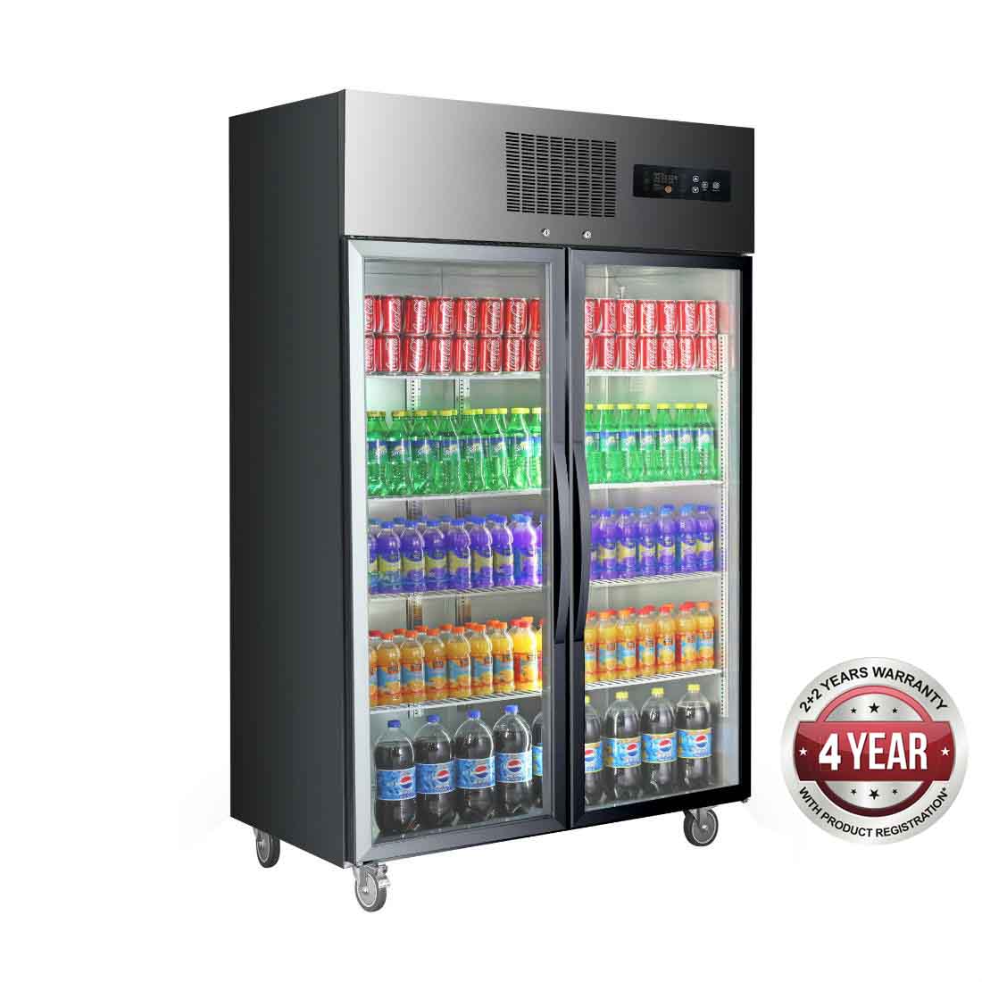 Thermaster Double Door Upright Display Fridge (Black) SUCG1000B