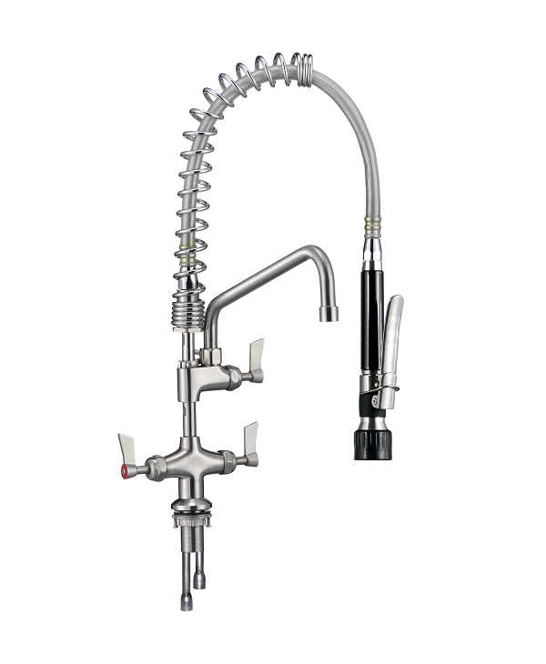 3Monkeez T-3M53058-C Stainless Steel Dual Hob Mount Pre Rinse Unit With 12" Pot Filler - Cafe