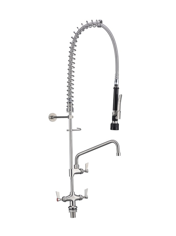 3Monkeez T-3M53058 Stainless Steel Dual Hob Mount Pre Rinse Unit With 12" Pot Filler