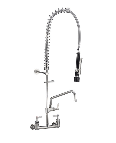 3Monkeez T-3M53473 Stainless Steel Exposed Wall Mounted Pre Rinse Unit With 12" Pot Filler