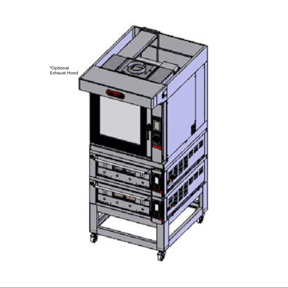 Zanolli TAE62SL Combi Teorema Baking Tower - 6-Tray Convection | 2 + 2 Tray Double Deck Oven | Mobile Stand