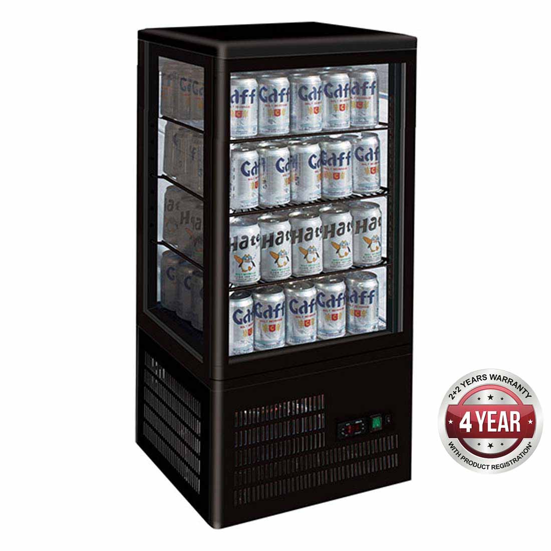 CLEARANCE OFFER LOW STOCK Thermaster Four-Sided Countertop Display Fridge Black TCBD78B