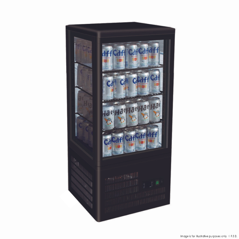 2NDs: Thermaster Four-Sided Countertop Beverage Display Fridge Black - TCBD78B-SA10-Feb