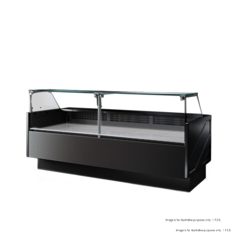 Serie MR Black 2480mm Wide Deli Display with Storage and Castors TDMR-0925B