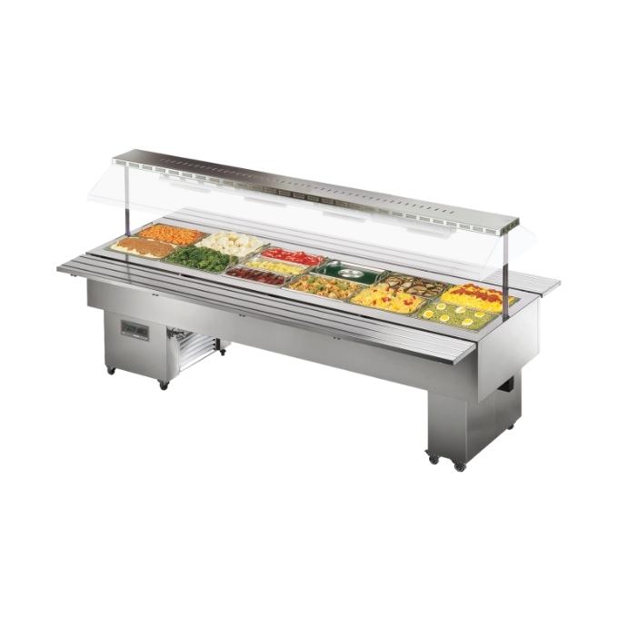 ISOLA4BMINOX - Tecfrigo Isola Self-Serve Mobile Bain-Marie - Isola 4 Inox Hot Bain Marie