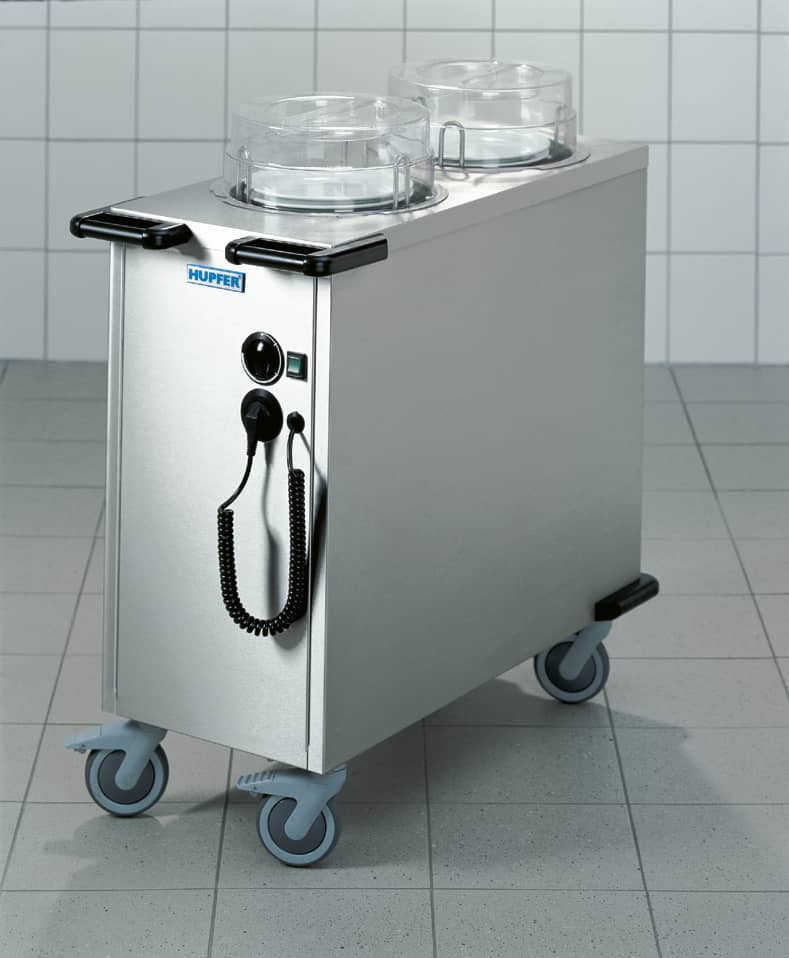 TEUH-2-VS18-33 - Hupfer Mobile Plate Dispenser. Heated. Twin Tube. Fan Assisted.
