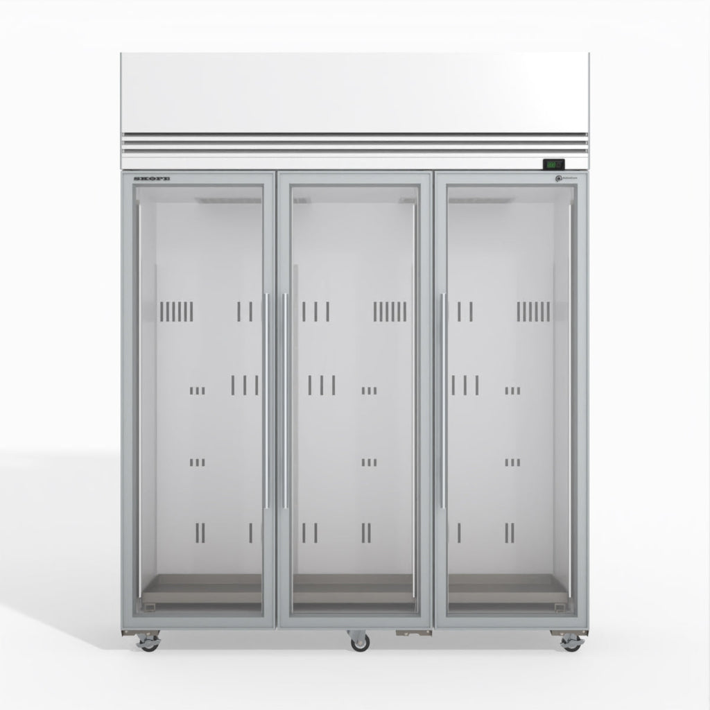 Skope TMF1500N-Ice 3 Glass Door Upright Display or Storage Freezer WHITE