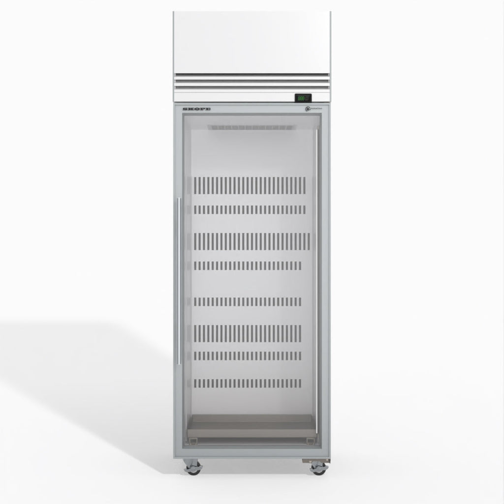 Skope TMF650N-Ice 1 Glass Door Upright Display or Storage Freezer WHITE