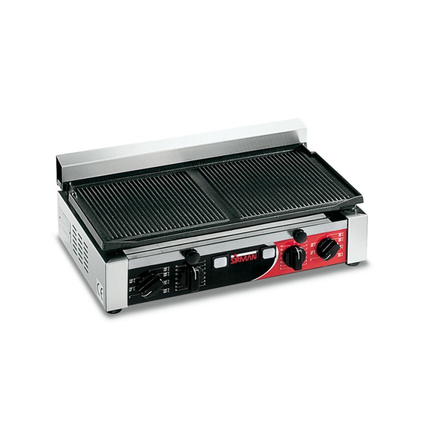 Sirman PD Top R-R Cast Iron Twin Control Countertop Hotplate with Ribbed Cooking Surface - 34A3111002SI