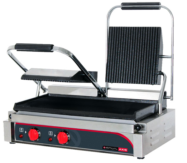 Anvil TSS3000 Panini Press Double Ribbed Top / Flat Bottom