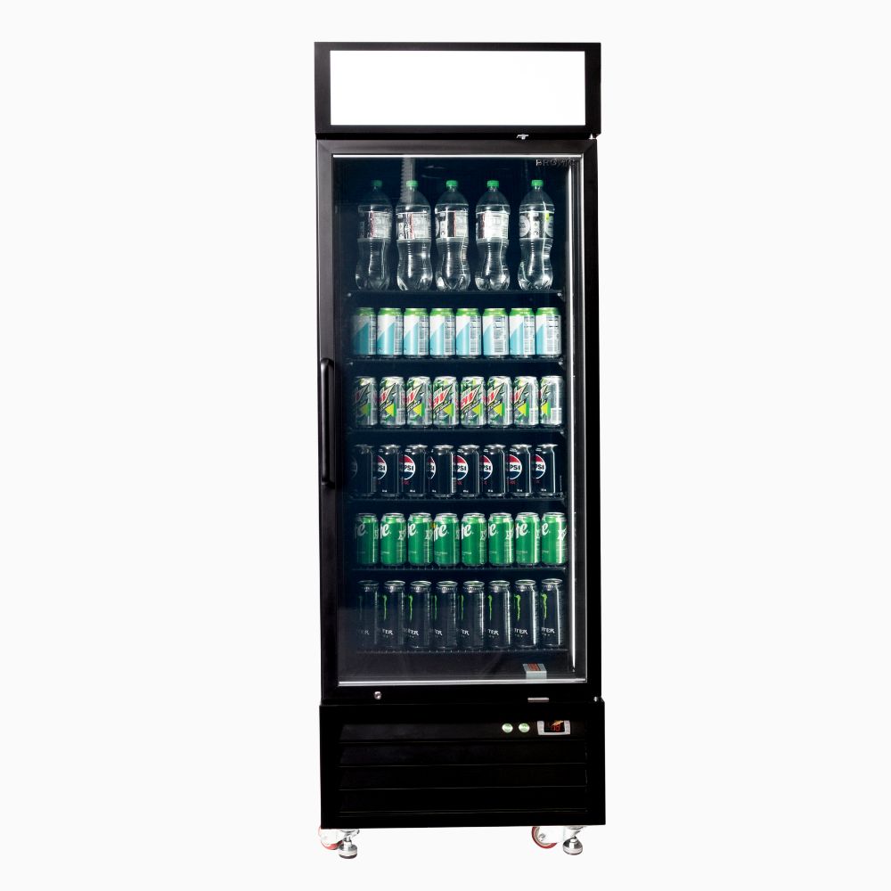Upright Display Fridge 546L - 1 Door - Flat Glass - Lightbox