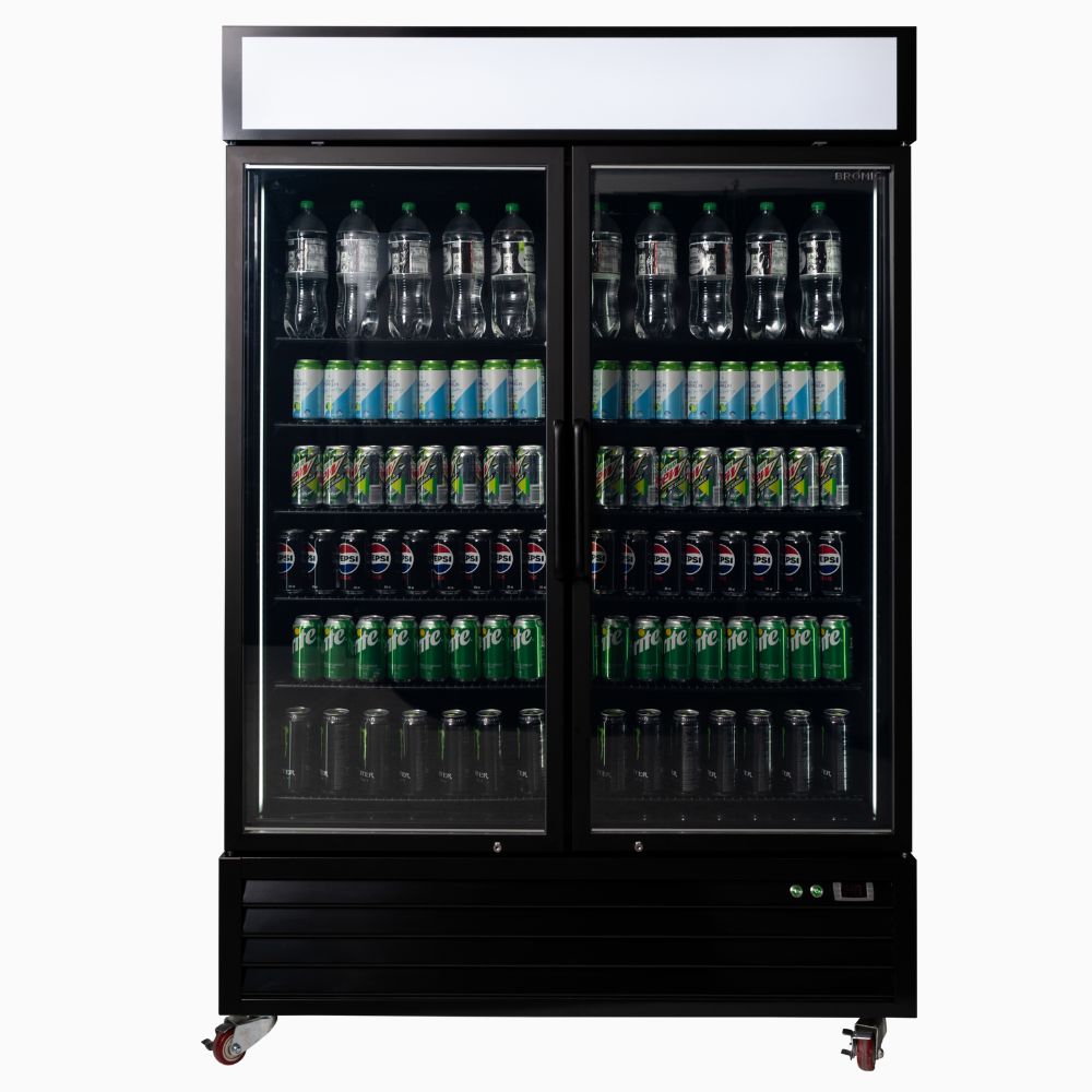 Upright Display Fridge 1266L - 2 Door - Flat Glass - Lightbox