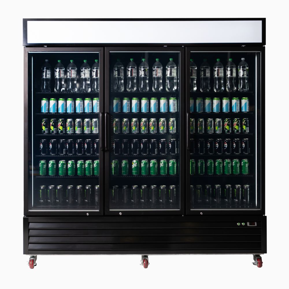 Upright Display Fridge 1980L - 3 Door - Flat Glass - Lightbox