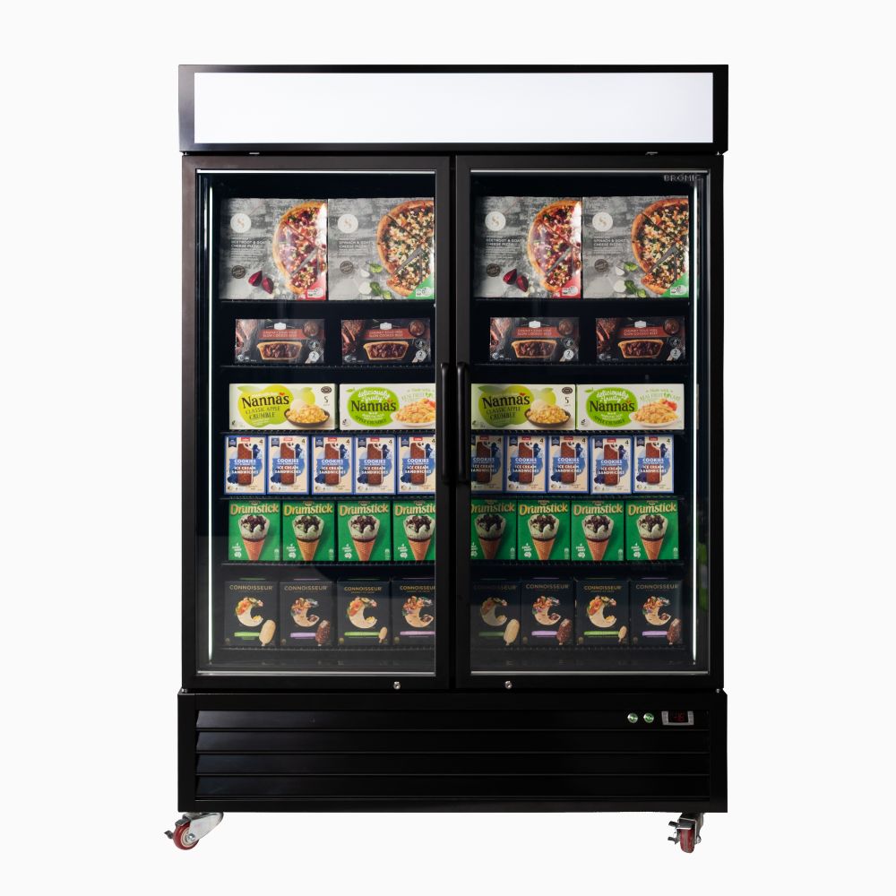 Upright Display Freezer 1266L - 2 Door - Flat Glass - Lightbox