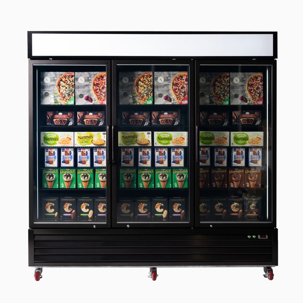 Upright Display Freezer 1980L - 3 Door - Flat Glass - Lightbox