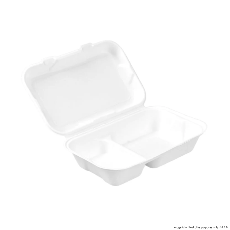 PakMax 9*6" Sugarcane Clamshell 2-Compartment - CS-962
