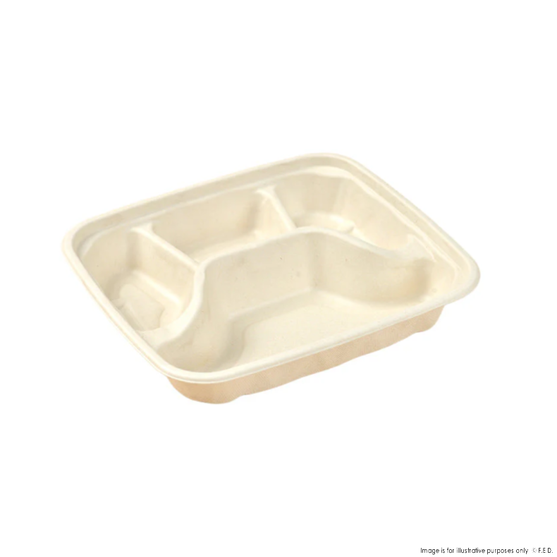 PakMax Sugarcane Small 4-Compartment Food Container - FC-41-S