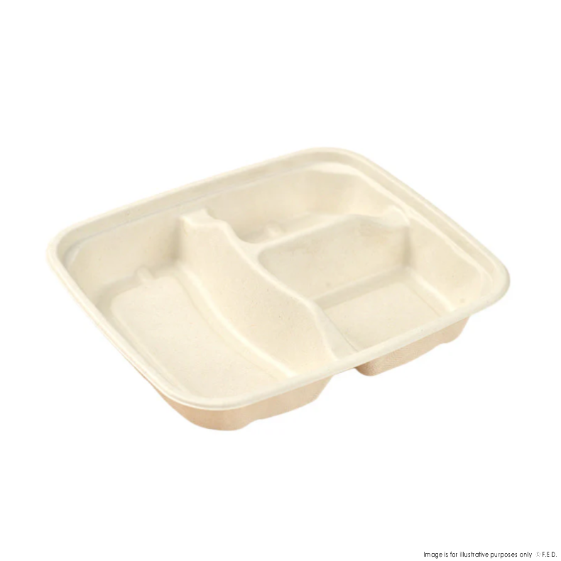 PakMax Sugarcane Small 3-Compartment Food Container - FC-31-S