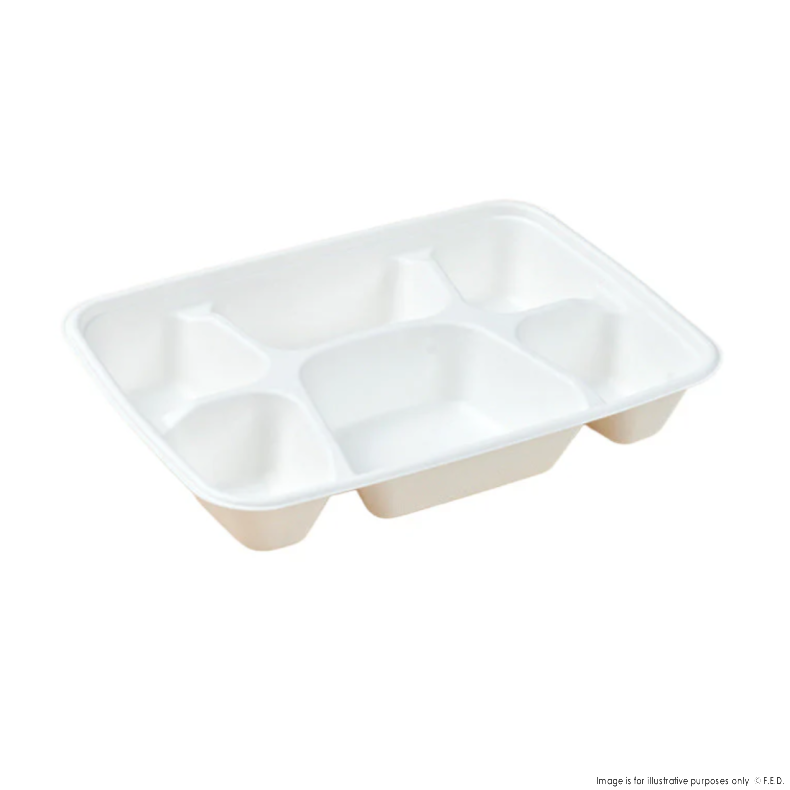 PakMax Sugarcane 6-Compartment Lunch Tray - LT-61