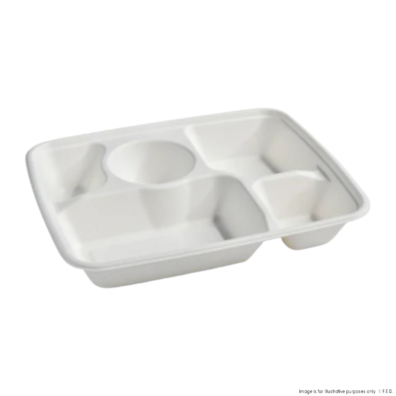PakMax Sugarcane 5-Compartment Lunch Tray - LT-51