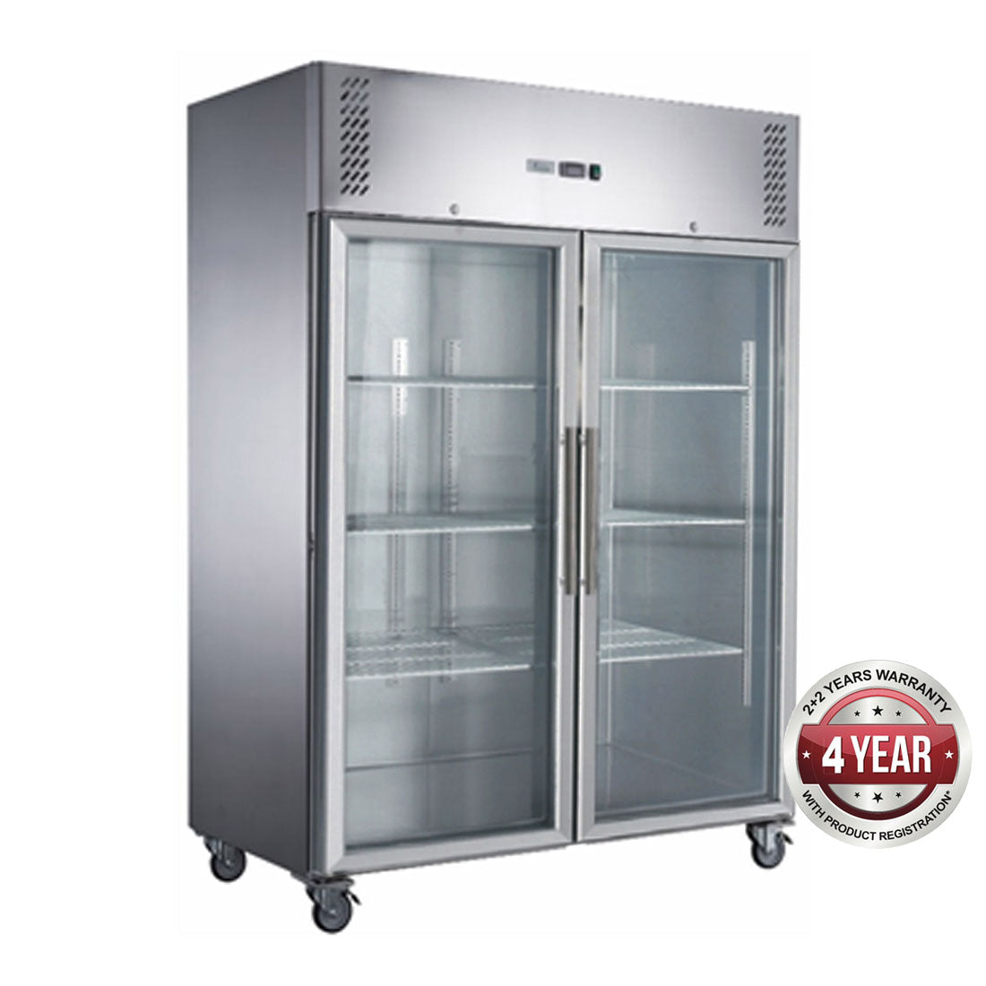 Thermaster FED-X S/S Two Full Glass Door Upright Fridge XURC1200G2V